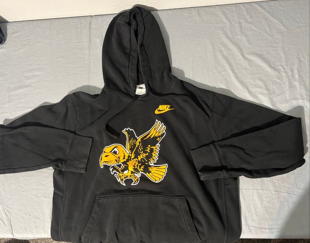University of Iowa Hawkeyes Hoodie Sweatshirt Mens Size M Black Nike Hooded
